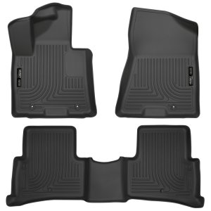 Kia Sportage Floor Liners - Front + Second Row - Husky Liners - WeatherBeater - Black - 2017